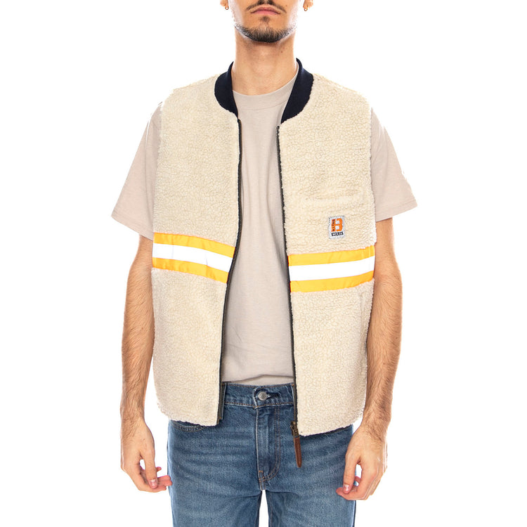 Builders Abraham Rev Vest -- Gilet Uomo Reversibile Rinse Denim Sherpa 03412 RNDNS BRIXTON 