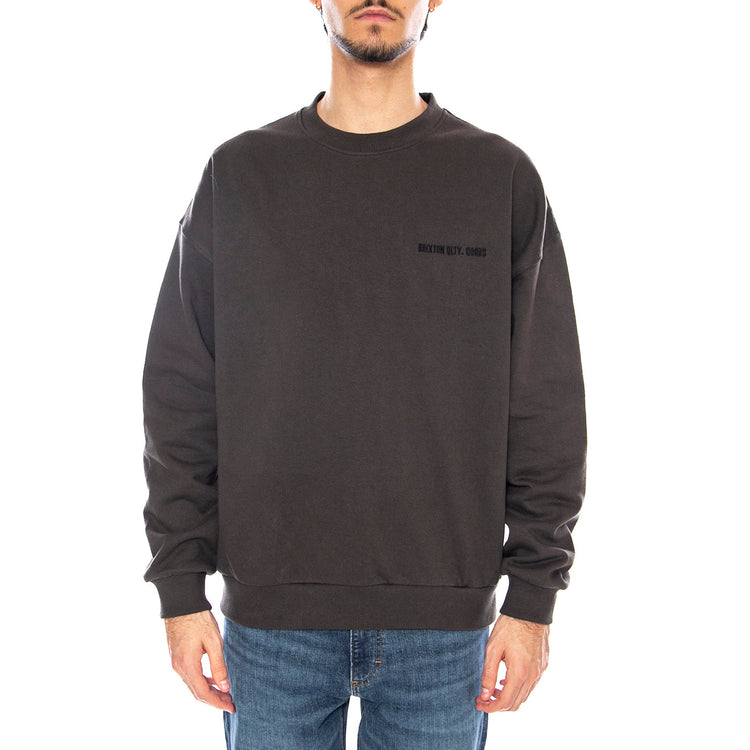 Embroidered Heavy Weight Crew Washed Black - Felpa Girocollo Uomo Nera 22696 WABLK BRIXTON 