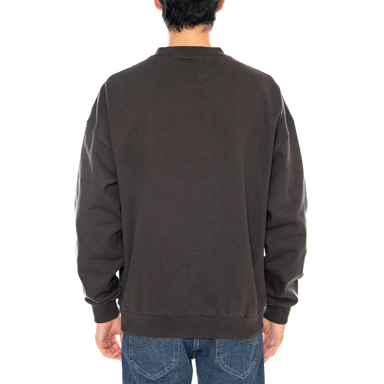 Embroidered Heavy Weight Crew Washed Black - Felpa Girocollo Uomo Nera 22696 WABLK BRIXTON 