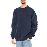 Bestickter, schwerer Rundhalspullover für Herren – gewaschenes Marineblau, Marke BRIXTON