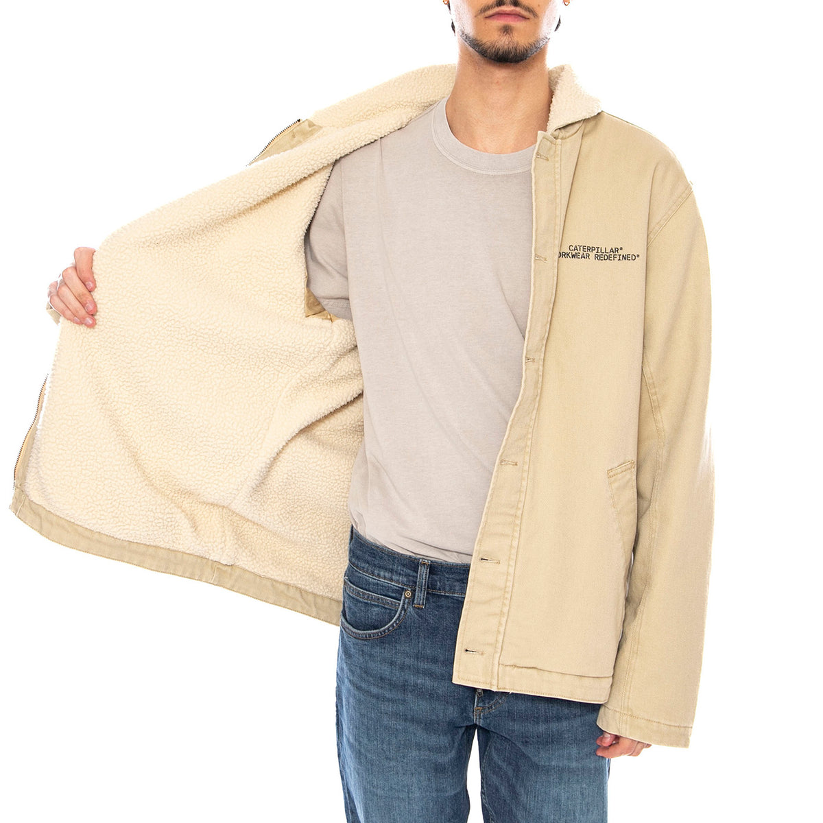 Washed Deck Jacket Cat Pale Khaki - Giacca Uomo Beige 6040095 15-1216 CAT 