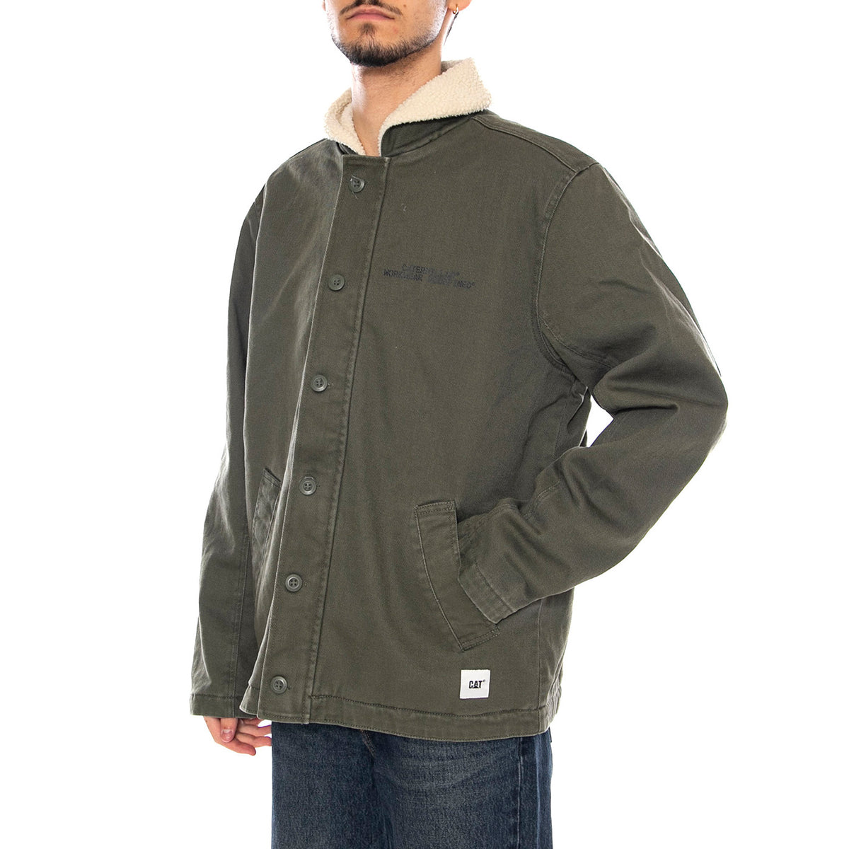 Washed Deck Jacket -- Giacca Uomo Beetle Verde 6040095 19-0312 CAT 