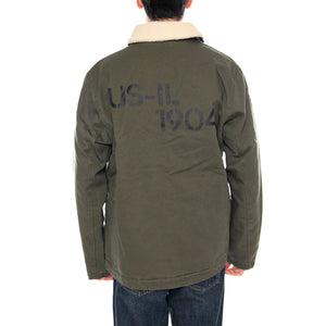 Washed Deck Jacket -- Giacca Uomo Beetle Verde 6040095 19-0312 CAT 