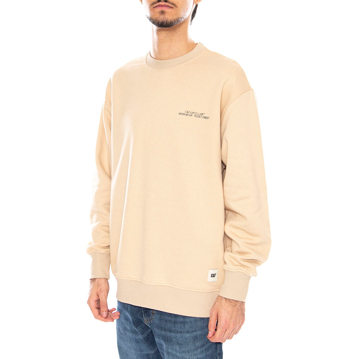 US-IL Crewneck Pale Khaki - Felpa Girocollo Uomo Beige 6050167 15-1216 CAT 