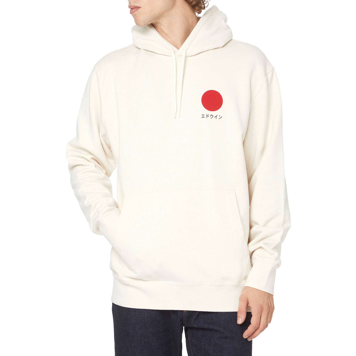 JAPANESE SUN HOODIE SWEAT WHISPER WHITE - Felpa con Cappuccio Uomo Bianca I029285.WHW.67. WHW.67 EDWIN 