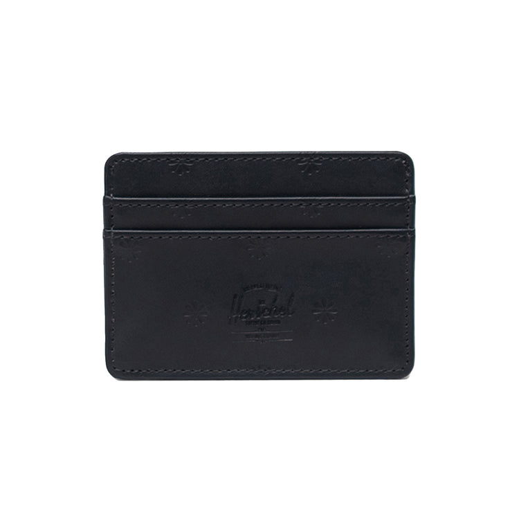 Charlie Cardholder Wallet Vegan Leather Black Floral Deboss - Portacarte in Materiale Vegano Nero 11147 06103 HERSCHEL 