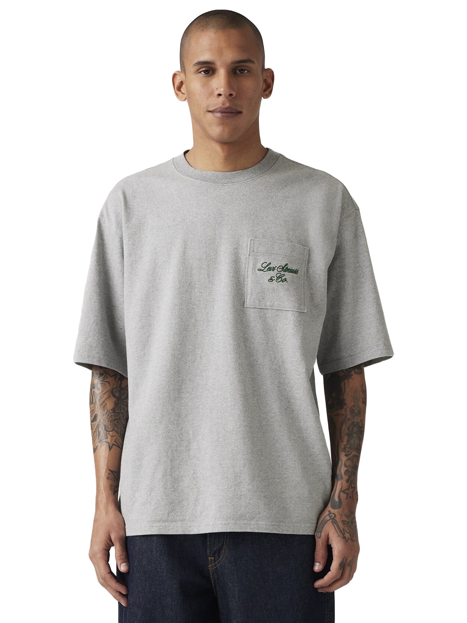 LEVI'S® HALF SLEEVE GR PCKT T GREY - Maglietta Girocollo Uomo Grigia 001MH-0002 . LEVIS 