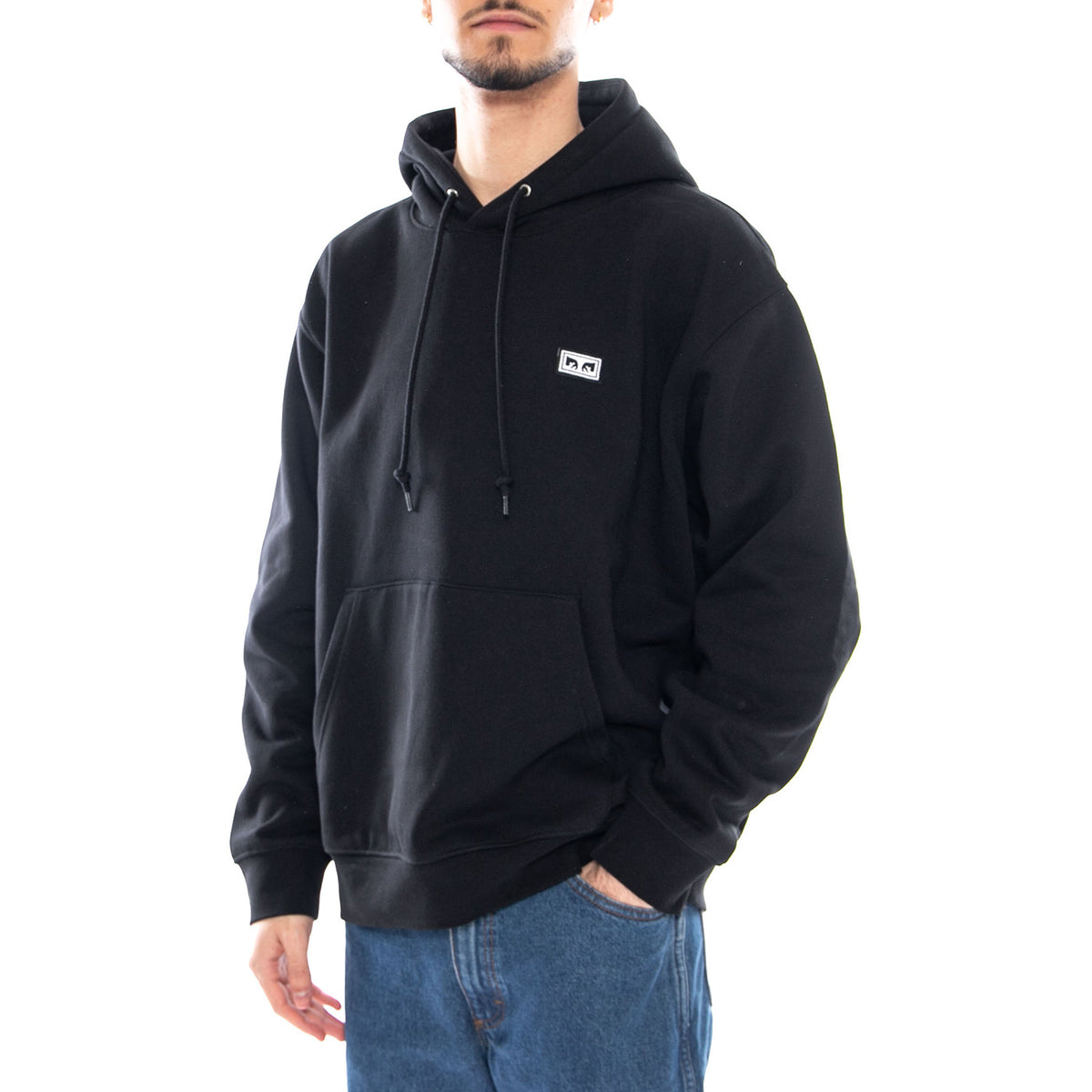 ESTABLISHED WORKS EYES HOOD - Felpa con Cappuccio Uomo Nera 112470170 BLK OBEY 