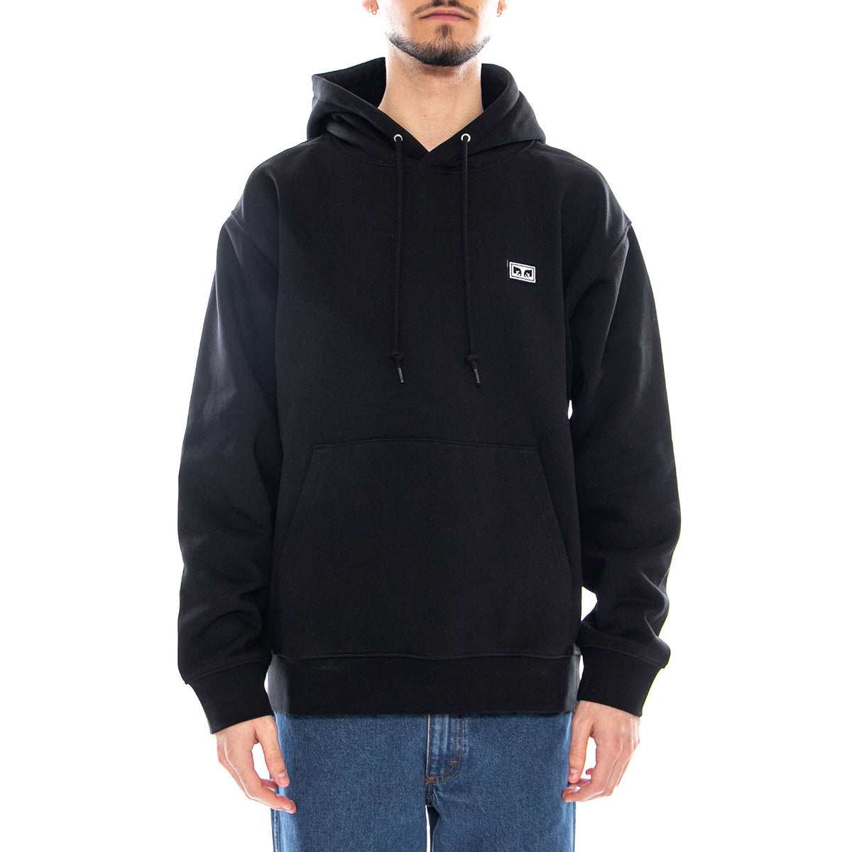 ESTABLISHED WORKS EYES HOOD - Felpa con Cappuccio Uomo Nera 112470170 BLK OBEY 