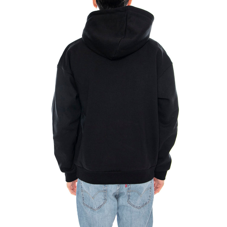 Obey Felt Extra Heavy Hood Fleece -- Felpa Uomo Nera 112470236 BLK OBEY 