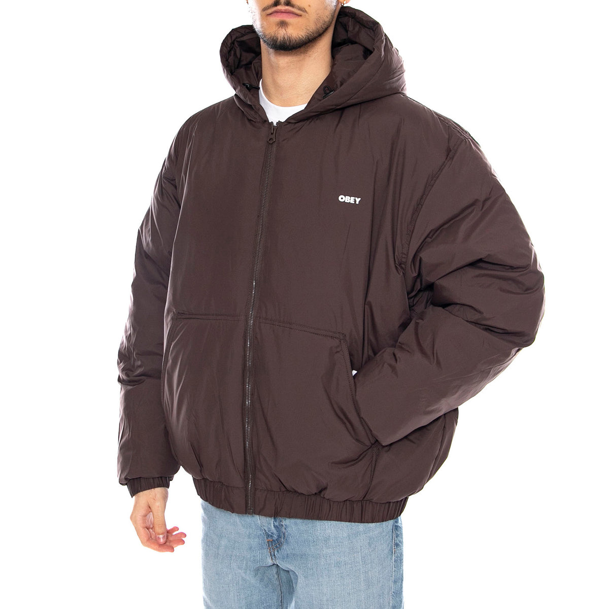 Retreat Hooded Jacket -- Giacca Uomo Marrone con Cappuccio 121800547 JVA OBEY 