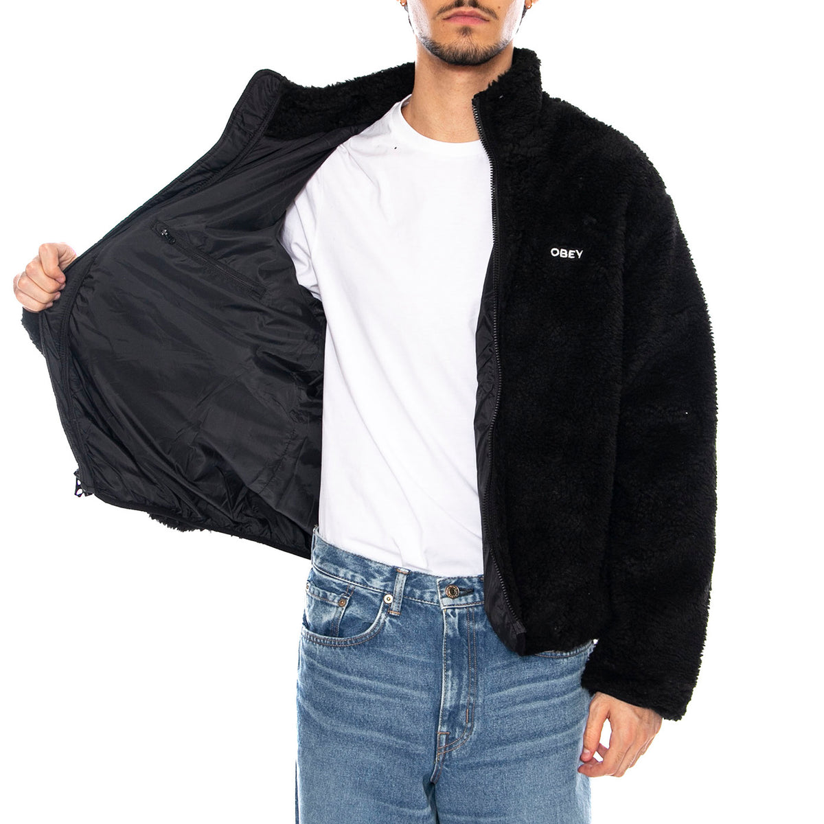 Icon Face Sherpa Kacket Black - Giacca Uomo Nera 121800564 BLK OBEY 