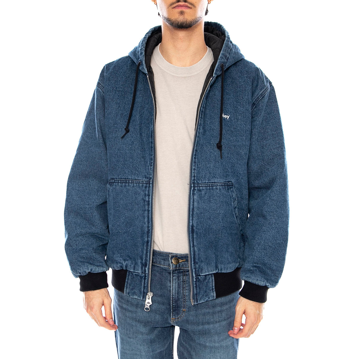 Wiltern Zip Up Hood Jacket Stone Wash Blue - Giacca con Cappuccio Uomo Blu 121800573 STN OBEY 