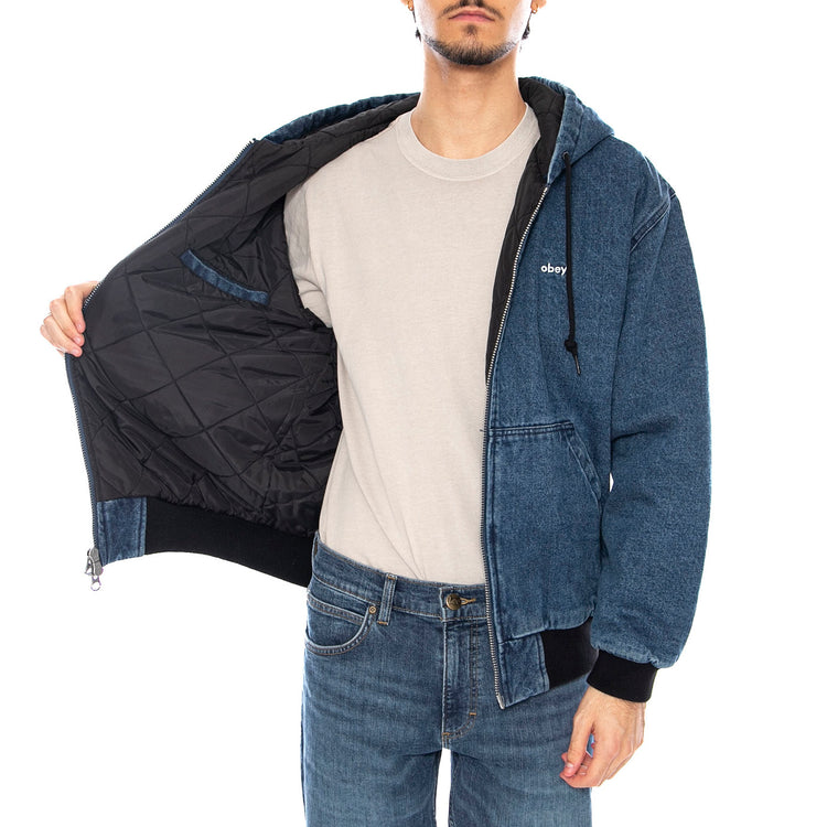 Wiltern Zip Up Hood Jacket Stone Wash Blue - Giacca con Cappuccio Uomo Blu 121800573 STN OBEY 