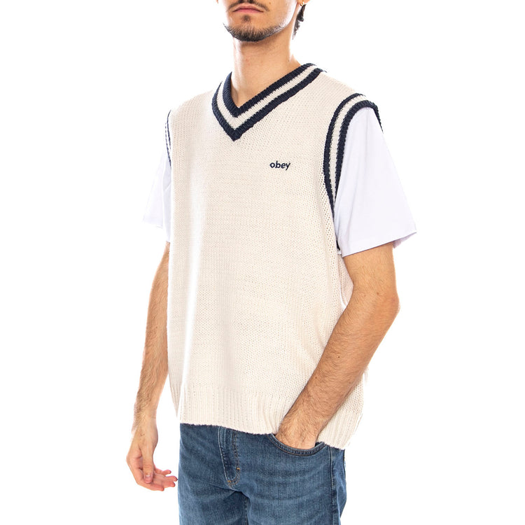 Obey Alden Sweater Vest White - Gilet Uomo Bianco 151000070 UBL OBEY 
