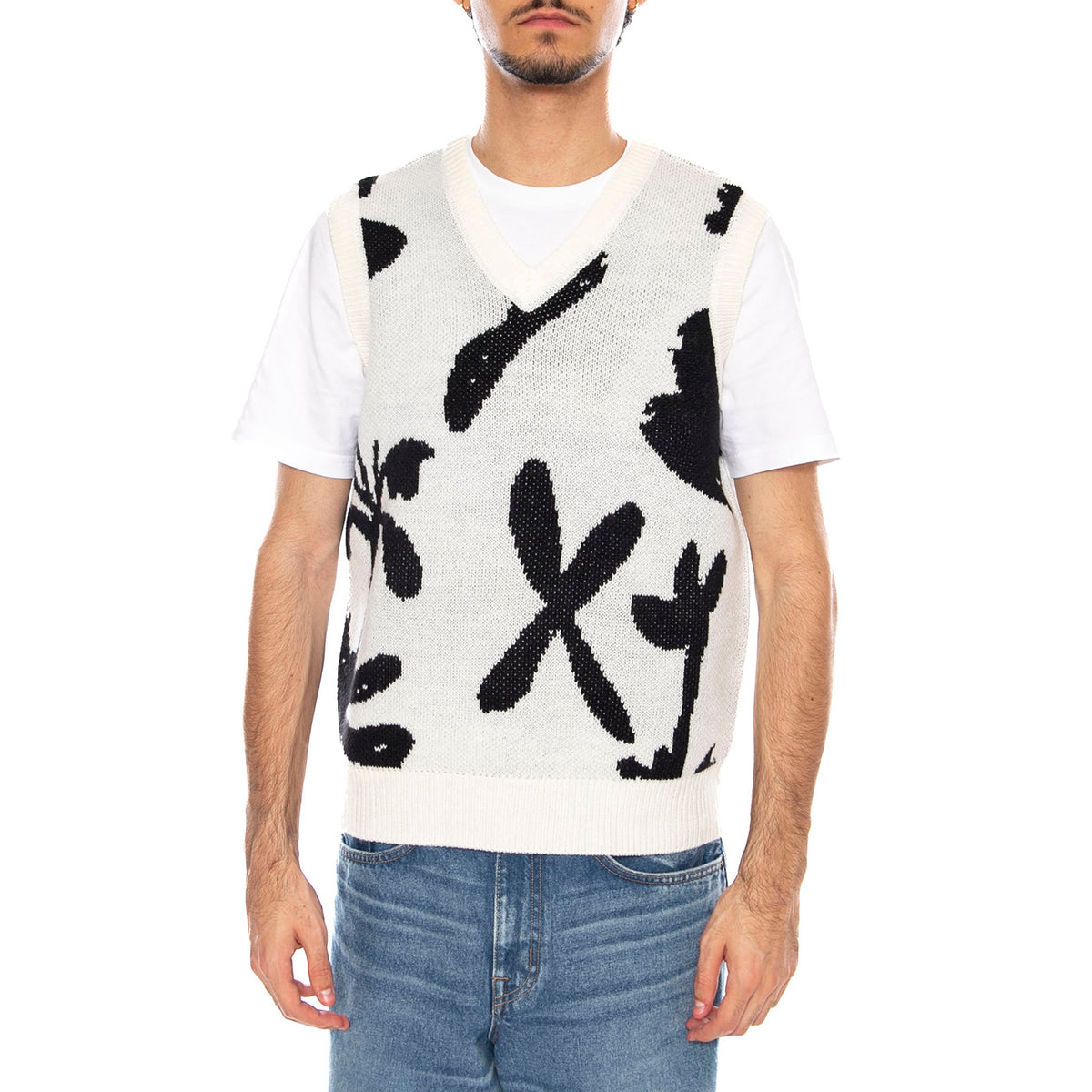 Amir Sweater Vest Unbleached Multi - Giacca Smanicata Uomo Bianca / Multi 151000071 UBL OBEY 