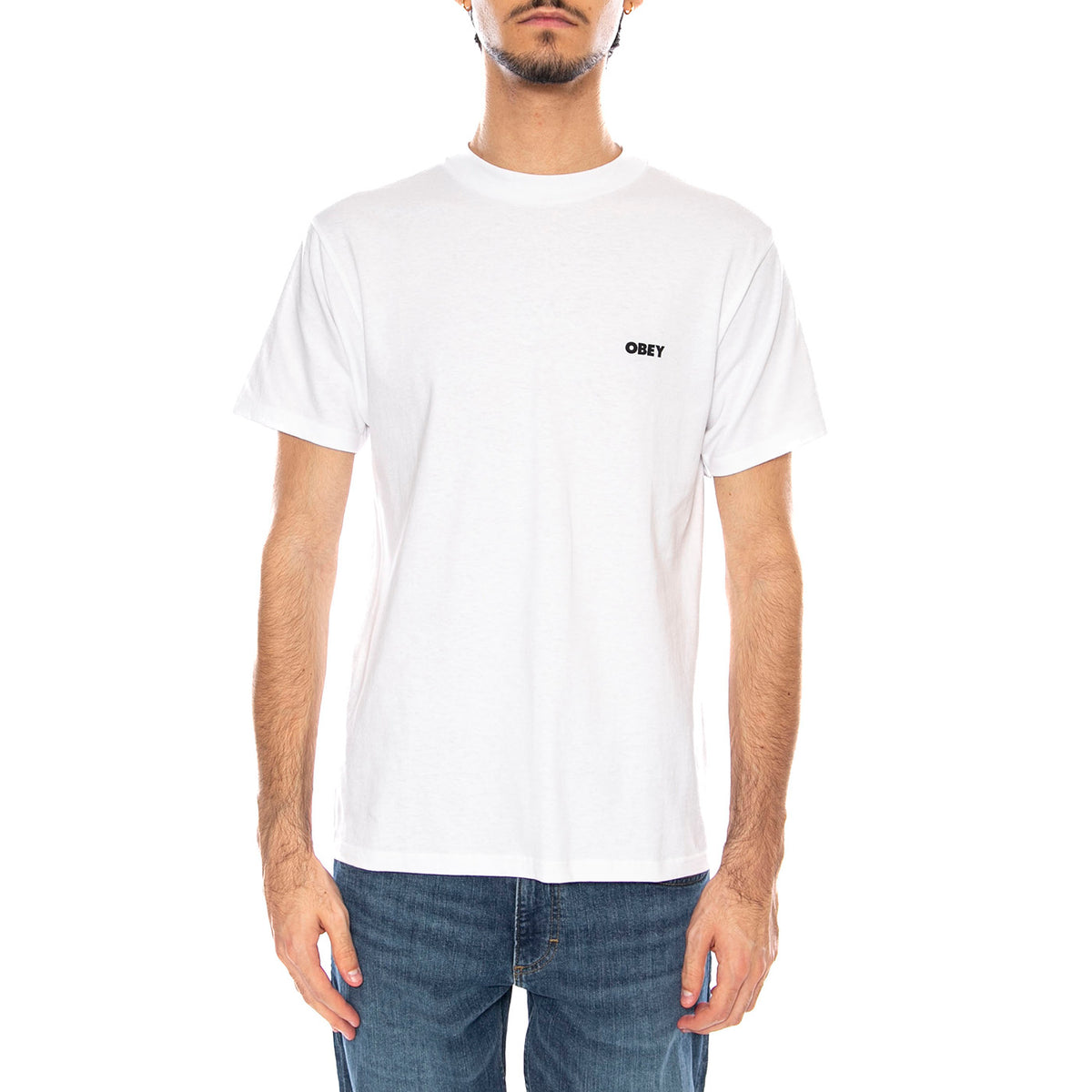 Obey Icon Stencil Flame Tee White - Maglietta Girocollo Uomo Bianca 165264048 WHT OBEY 