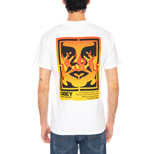 Obey Icon Stencil Flame Tee White - Maglietta Girocollo Uomo Bianca 165264048 WHT OBEY 