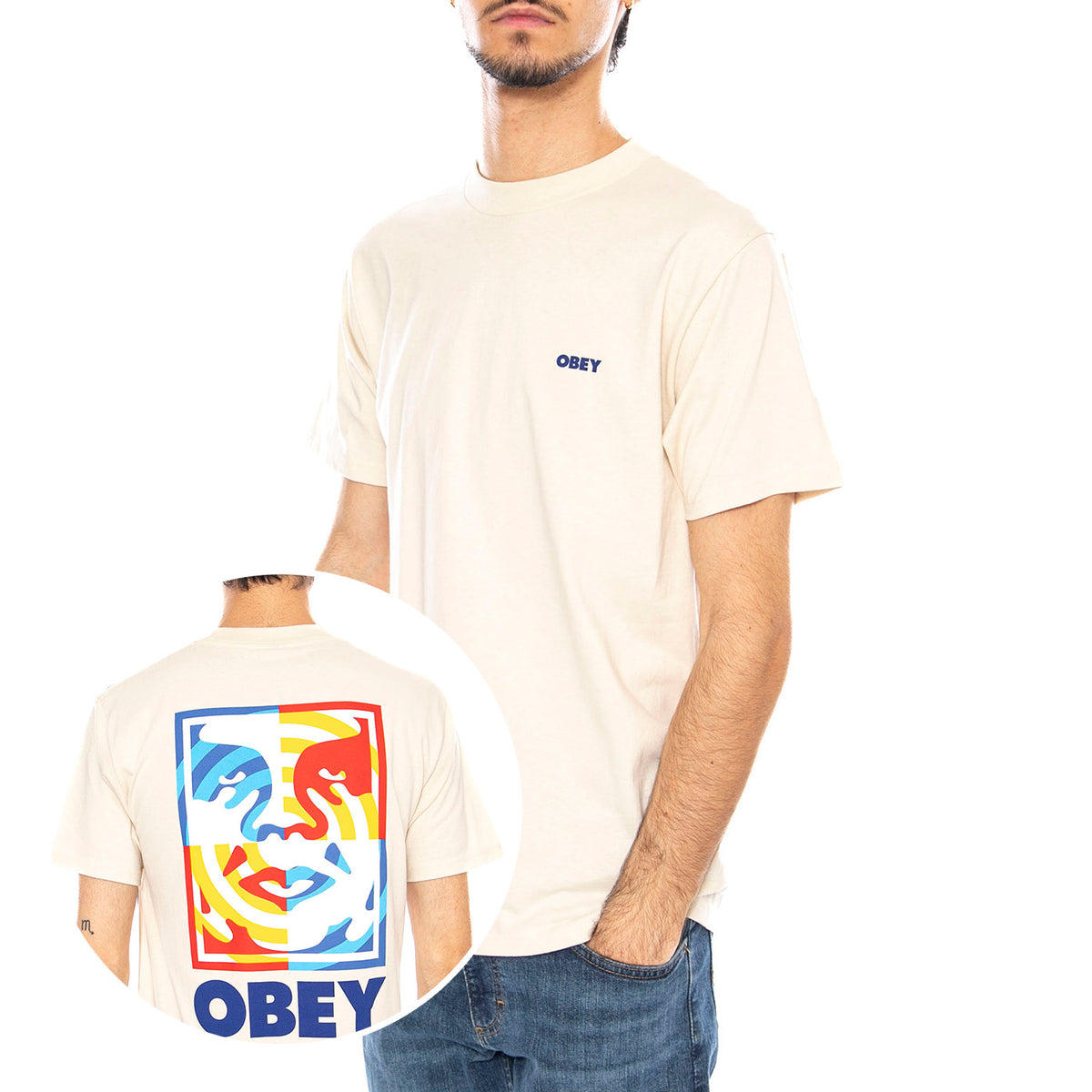 Obey Target Icon Tee Cream - Maglietta Girocollo Uomo Crema 165264065 CRM OBEY 