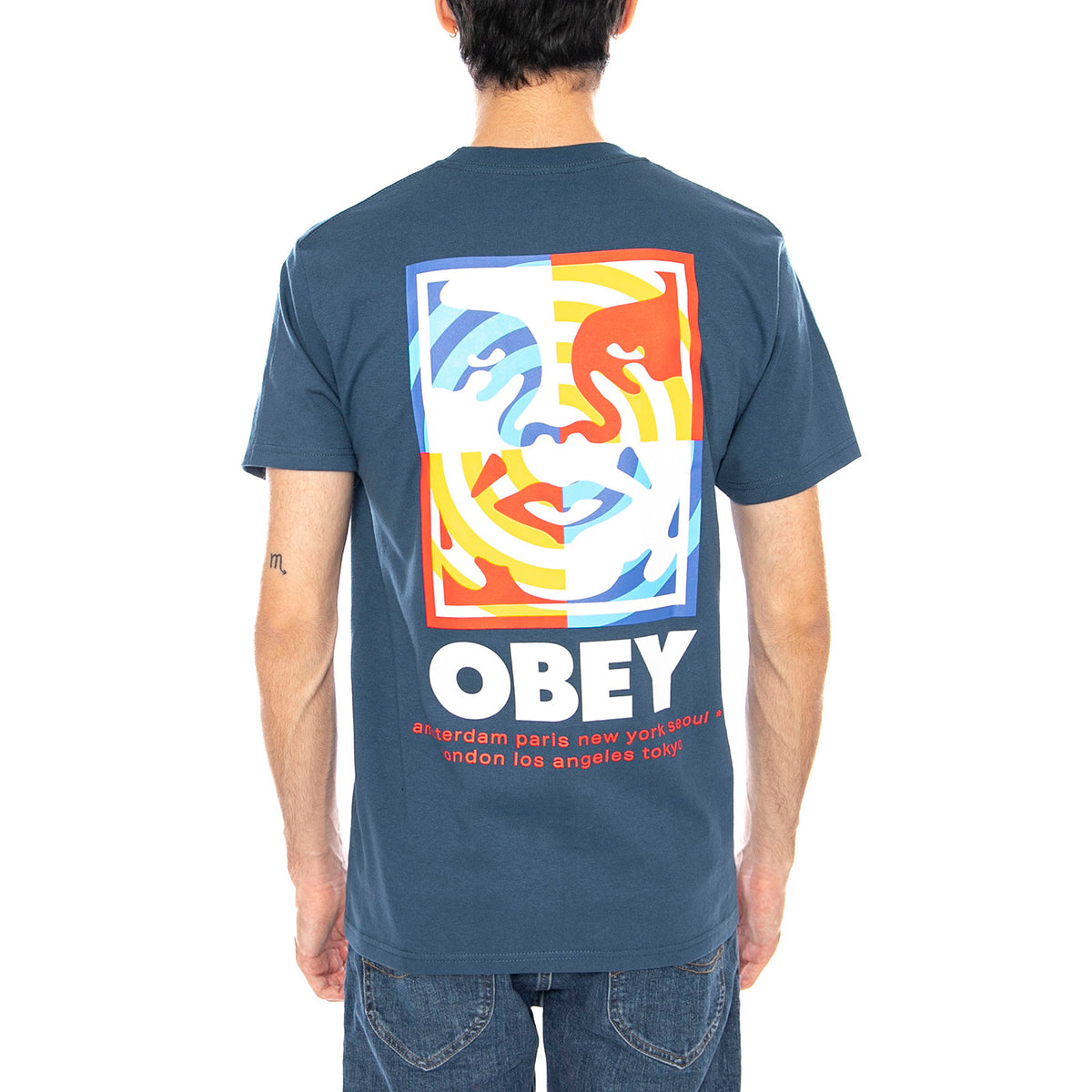 Obey Target Icon Tee Harbor Blue - Maglietta Girocollo Uomo Blu 165264065 HBU OBEY 