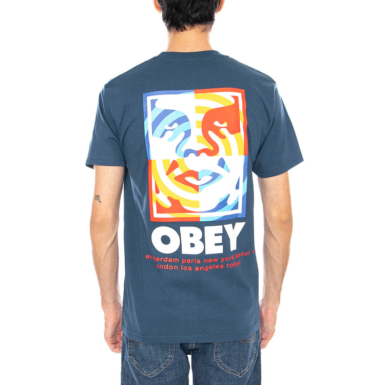 Obey Target Icon Tee Harbor Blue - Maglietta Girocollo Uomo Blu 165264065 HBU OBEY 