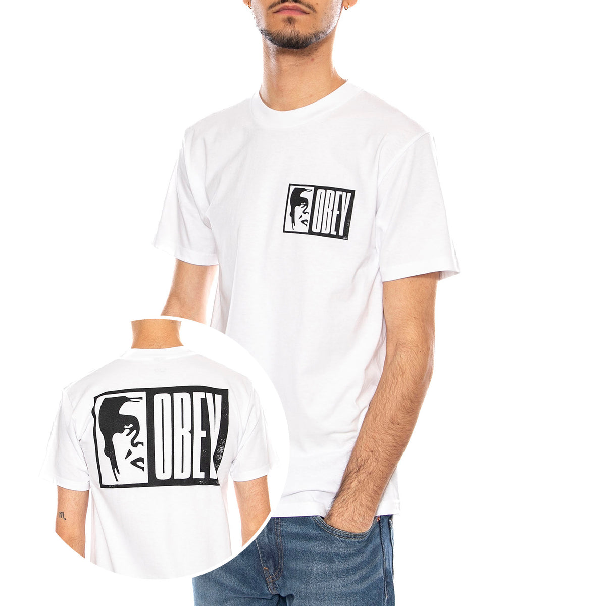 Obey Half Icon Tee -- Maglietta Girocollo Uomo Bianca 165264117 WHT OBEY 