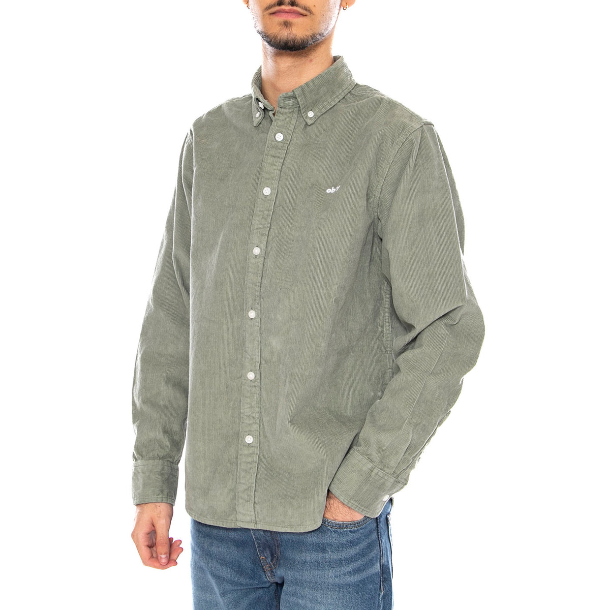 Grafton Cord Woven -- Camicia a Maniche Lunghe Uomo Velluto Laurel Wreath 181200399 LWR OBEY 