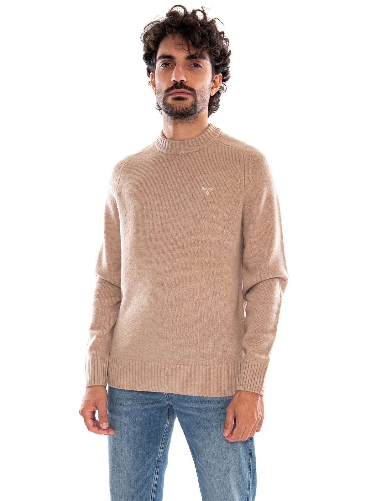 NEWTOWN CREW NECK SWEATER Washed Stone - Maglione Girocollo Uomo Beige Pietra 262MMKN1773 ST17 BARBOUR 
