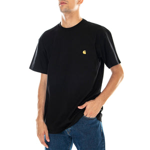 S/S CHASE T-SHIRT BLACK / GOLD - Maglietta Girocollo Uomo Nera I026391 00FXX CARHARTT WIP 