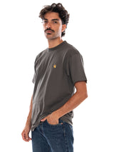 CARHARTT WIP S/S CHASE T-SHIRT SHUNGITE / GOLD - Maglietta Girocollo Uomo Verde  Uomo CARHARTT WIP