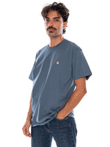 CARHARTT WIP S/S CHASE T-SHIRT ICESHEET / GOLD - Herren T-Shirt mit Rundhalsausschnitt in Eisblau Herren CARHARTT WIP