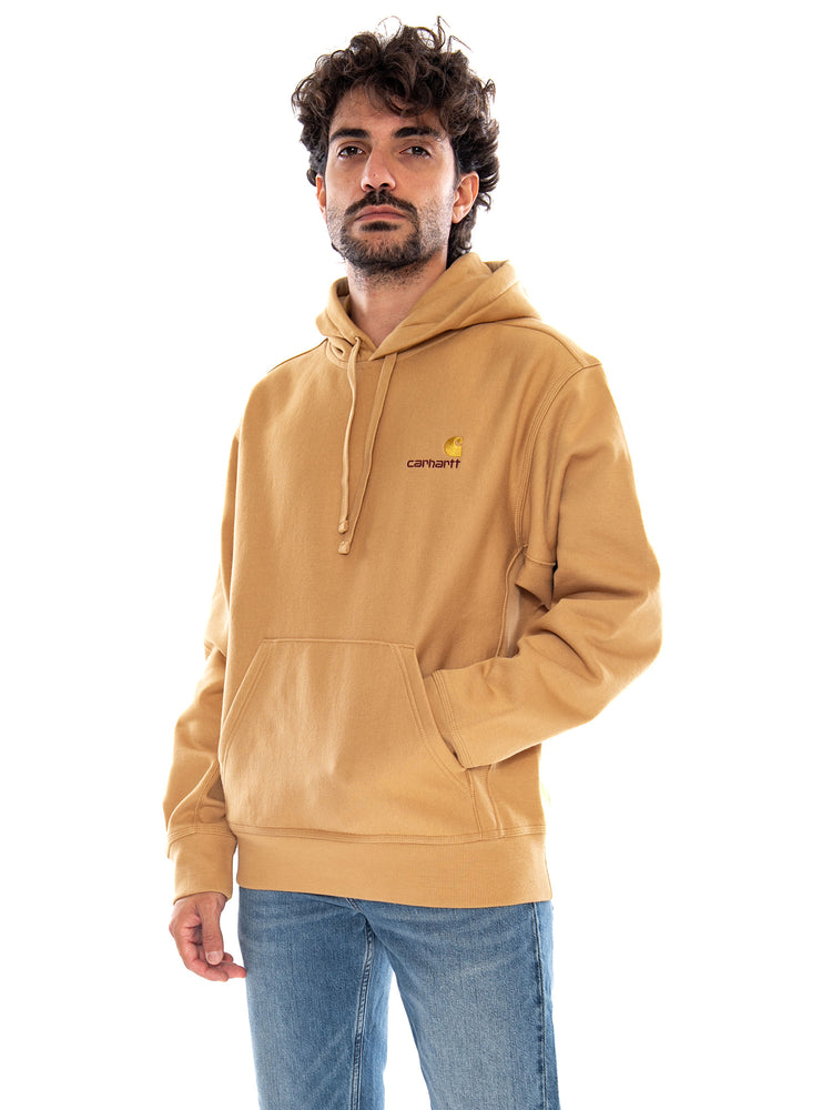 Hooded American Script Sweat WIP Dusty H - Felpa con Cappuccio Uomo Marrone I028279 3TFXX CARHARTT WIP 