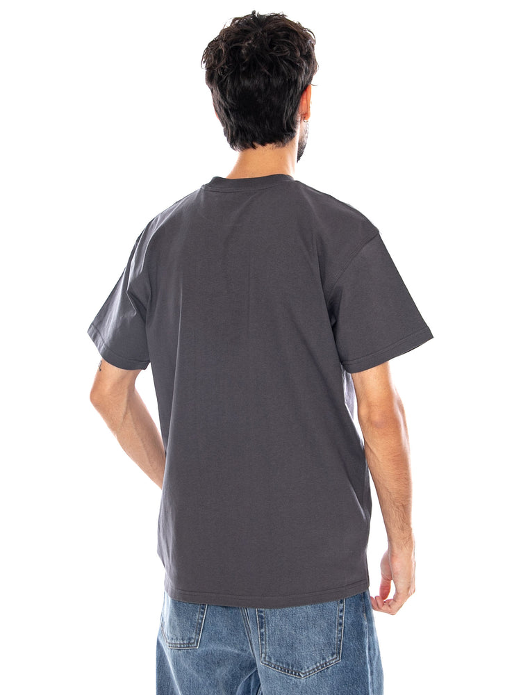 S/S AMERICAN SCRIPT T-SHIRT GRAPHITE - Maglietta Girocollo Uomo Grigia I029956 87XX CARHARTT WIP 