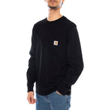 L/S POCKET T-SHIRT BLACK - Herren Langarm Rundhals T-Shirt Schwarz CARHARTT WIP