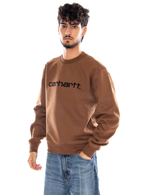 CARHARTT SWEAT WIP H BROWN / BLACK - Felpa Girocollo Uomo Marrone I030546 3YYXX CARHARTT WIP 