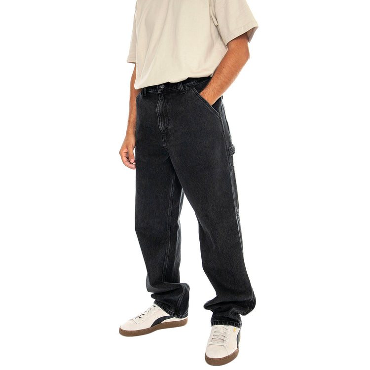 SINGLE KNEE PANT BLACK STONE WASHED - Pantaloni Denim Jeans Uomo Neri I032024 8906 CARHARTT WIP 