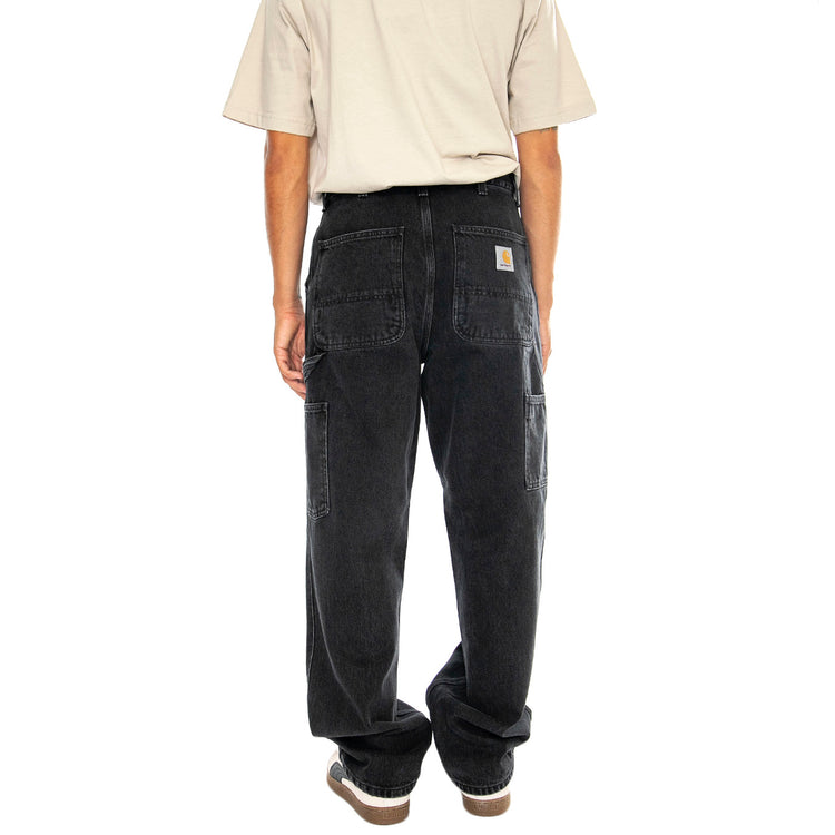 SINGLE KNEE PANT BLACK STONE WASHED - Pantaloni Denim Jeans Uomo Neri I032024 8906 CARHARTT WIP 