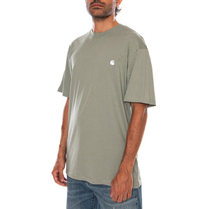 S/S MADISON T-SHIRT SHADY GREEN / WHITE - Maglietta Girocollo Uomo Verde I033000 3S3XX CARHARTT WIP 