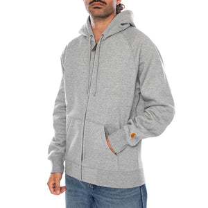 HOODED CHASE JACKET - Giacca Felpata con Cappuccio e Zip Uomo Grigia I033664 00MXX CARHARTT WIP 