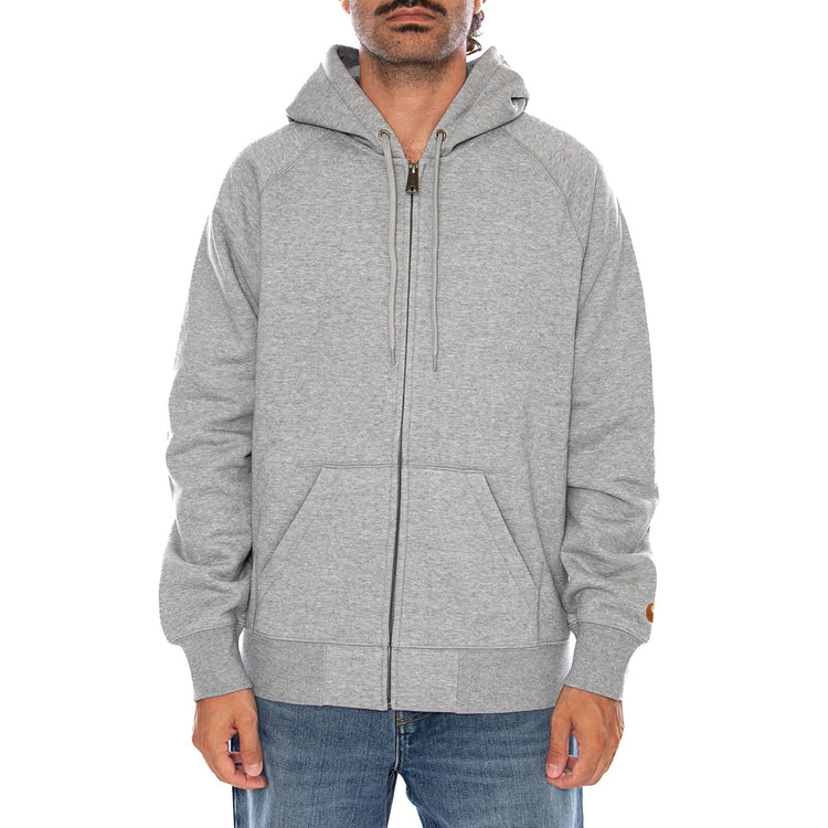 HOODED CHASE JACKET - Giacca Felpata con Cappuccio e Zip Uomo Grigia I033664 00MXX CARHARTT WIP 