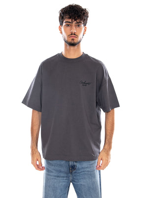 S/S SIGNATURE SCRIPT T-SHIRT GRAPHITE / DARK SCARAB - Maglietta Girocollo Uomo Grigia I033828 3Z7XX CARHARTT WIP 