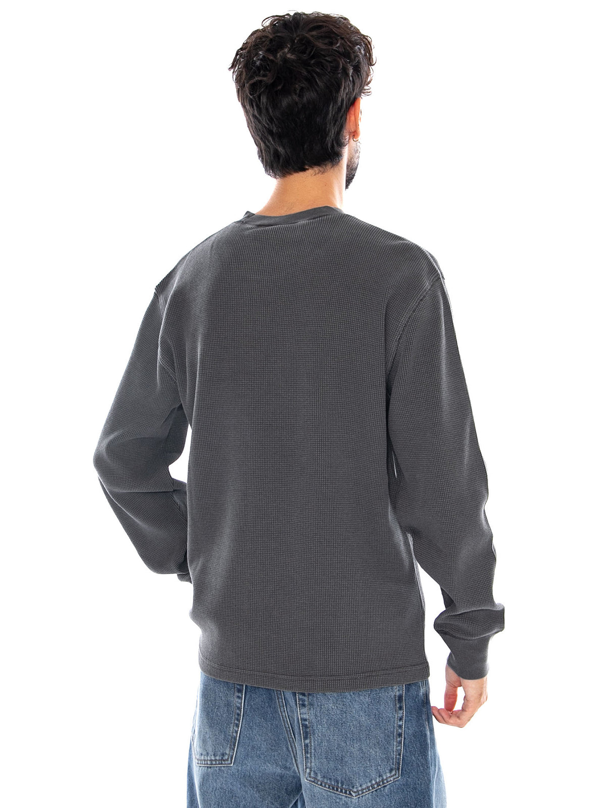 L/S VISTA WAFFLE T-SHIRT BLACK GARMENT DYED - Maglietta Girocollo Uomo Nera I035304 89GD CARHARTT WIP 