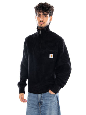 DETROIT HALF ZIP SWEATER BLACK - Felpa con Mezza Zip Uomo Nera I035398 89XX CARHARTT WIP 
