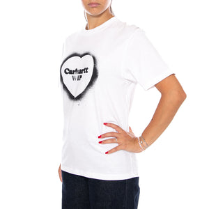 W' S/S SPRAY HEART T-SHIRT WHITE - Maglietta Girocollo Donna Bianca I036907 02XX CARHARTT WIP 