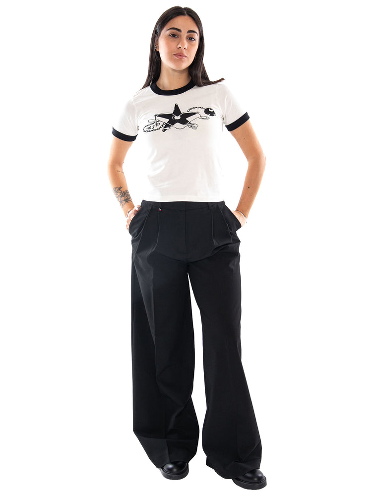 Carhartt WIP W' S/S Outlaw Star Ringer T-Shirt Wax/Black - T-Shirt Donna Bianca I036928 0D360 CARHARTT WIP 