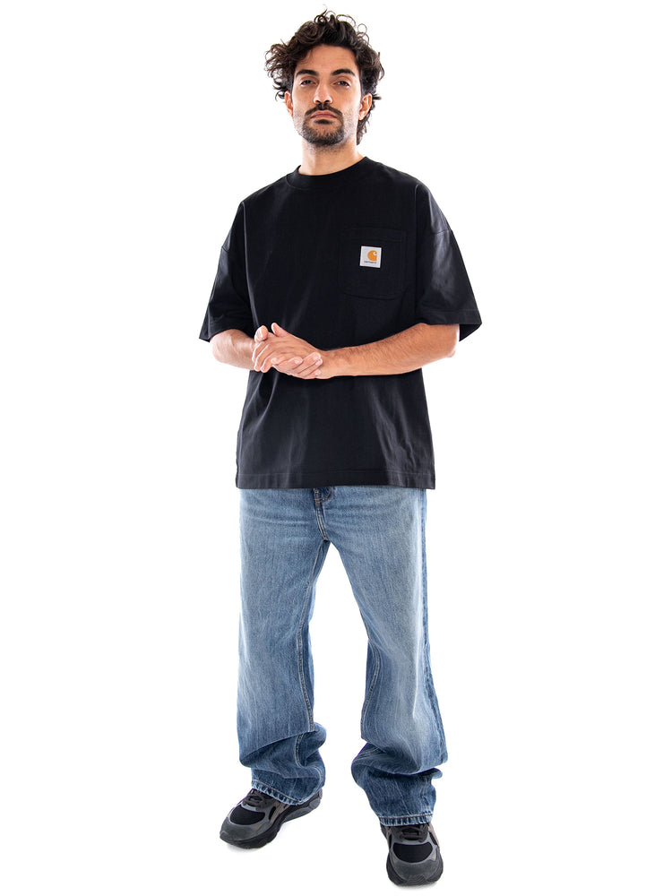 S/S WORK POCKET T-SHIRT BLACK - Maglietta Girocollo Uomo Nera I037015 89XX CARHARTT WIP 