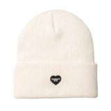 SMALL HEART BEANIE NATURAL - Mütze mit Umschlag Weiß  ACCESSOIRES CARHARTT WIP