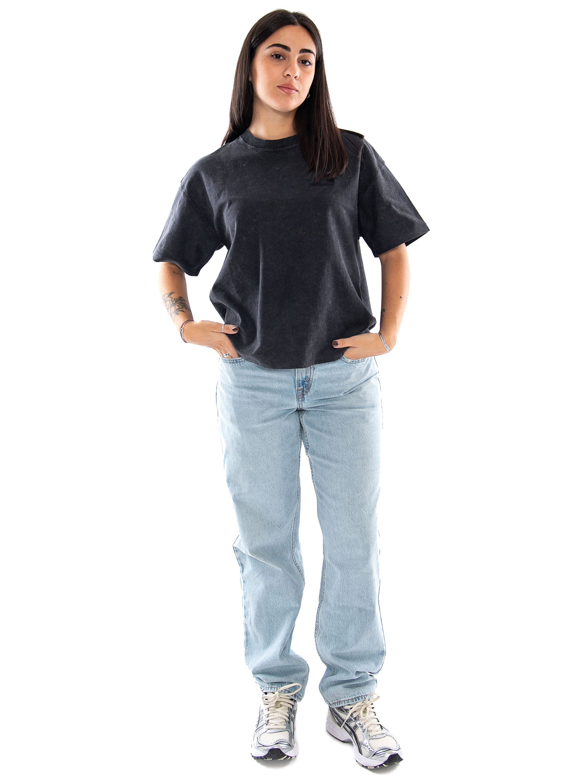 Carhartt WIP W' S/S Lambert T-Shirt Black Moon Wash - T-Shirt Donna Nera I037169 89FQ CARHARTT WIP 