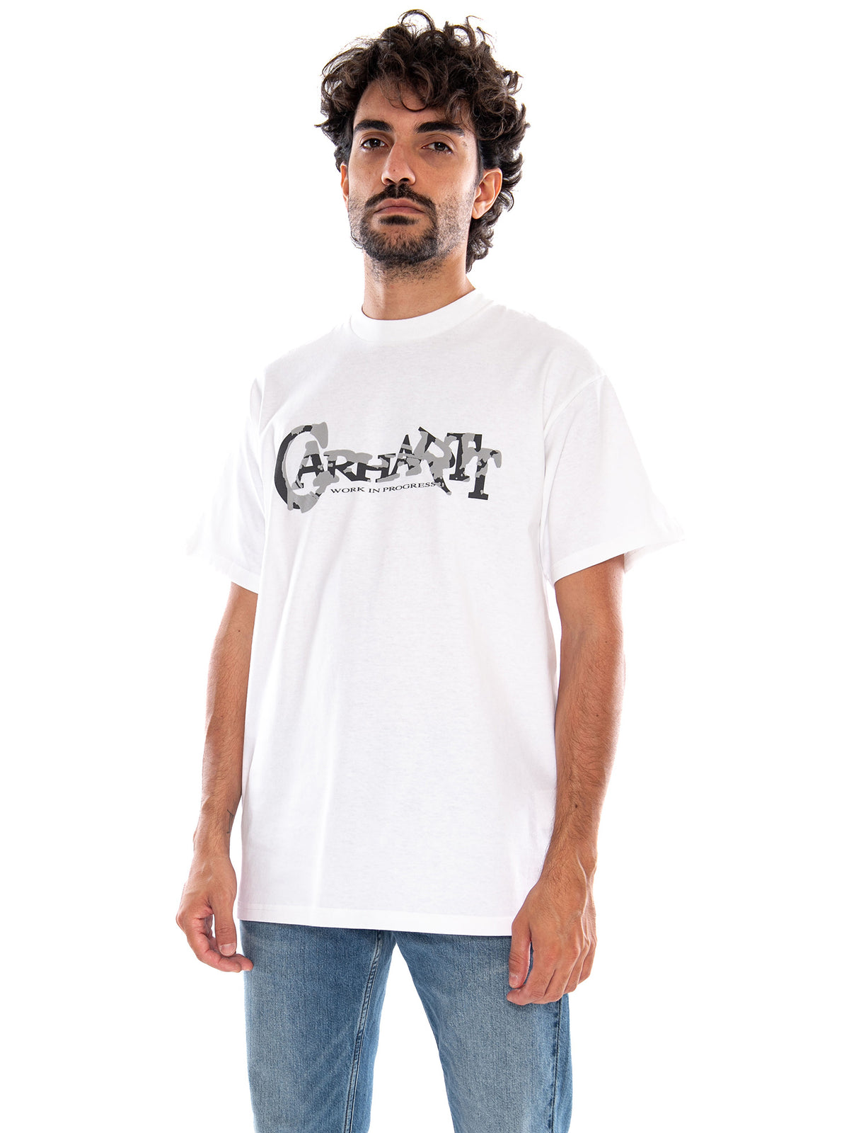 S/S Chinsel Script T-Shirt White - Maglietta Girocollo Uomo Bianca I037223 02XX CARHARTT WIP 