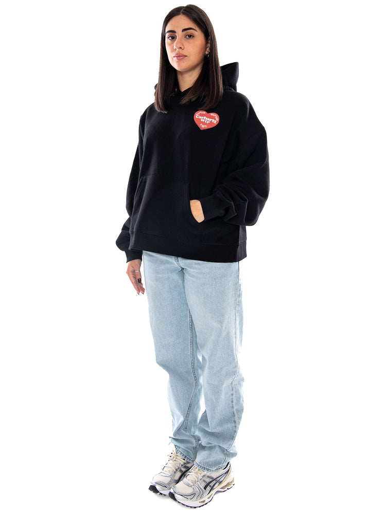 Carhartt WIP W' Hooded Hartt Case Sweat Black - Felpa Donna Nera<BR/><BR/> I037243 89XX CARHARTT WIP 